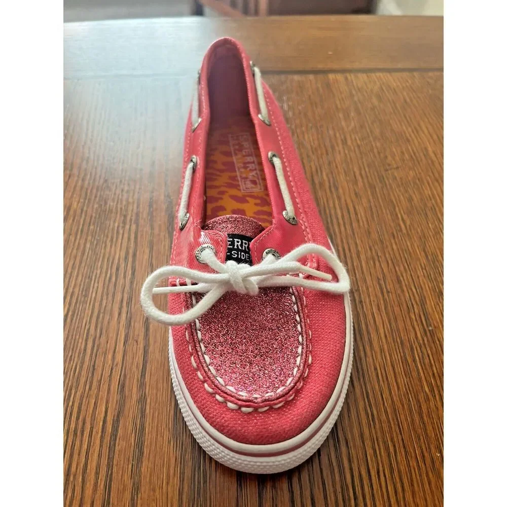 Sperry Top-Sider Biscayne Girls Size 2M Hot Pink Glitter Slip-On Boat Shoes